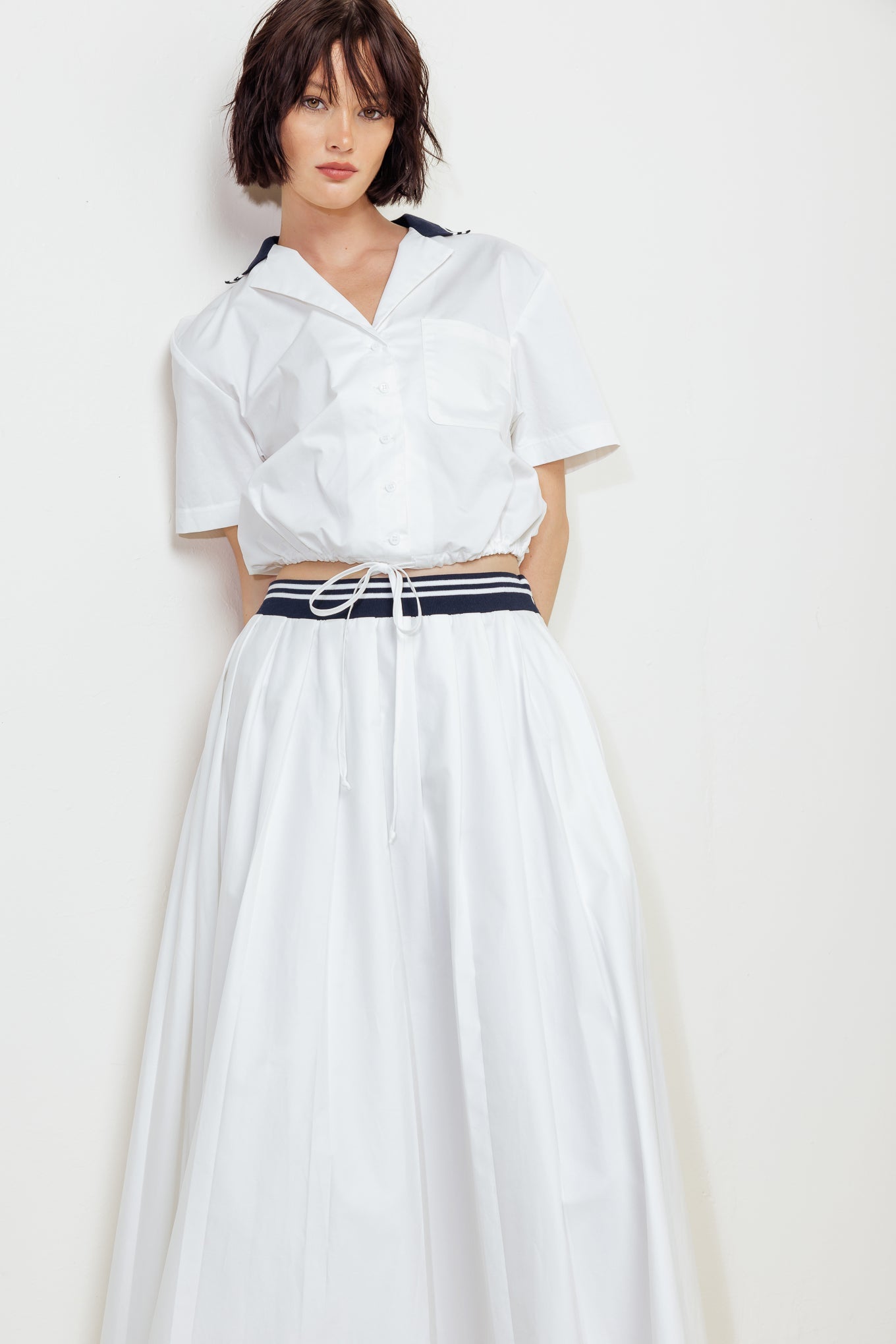 COASTAL COLLAR WOVEN MIDI SKIRT - By Baano