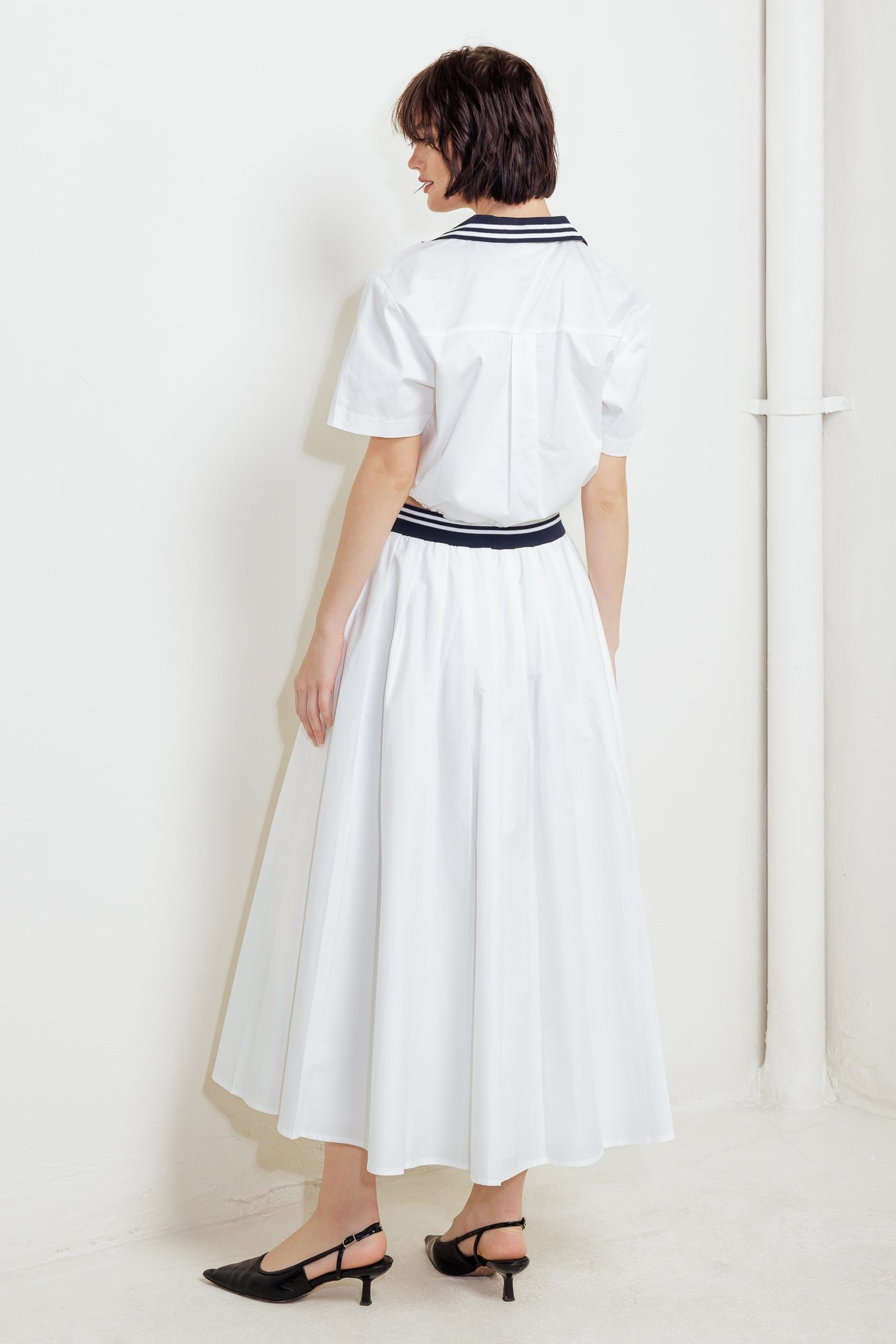 COASTAL COLLAR WOVEN MIDI SKIRT - By Baano