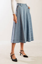 AT FIRST GLANCE DENIM MIDI SKIRT - By Baano