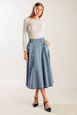 AT FIRST GLANCE DENIM MIDI SKIRT - By Baano