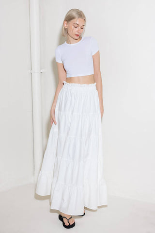 SLOW DOWN IN WHITE WOVEN MAXI SKIRT - By Baano