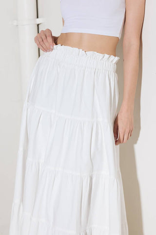 SLOW DOWN IN WHITE WOVEN MAXI SKIRT - By Baano