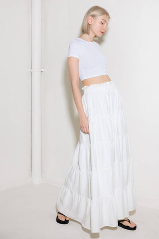SLOW DOWN IN WHITE WOVEN MAXI SKIRT - By Baano