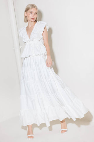 SLOW DOWN IN WHITE WOVEN MAXI SKIRT - By Baano