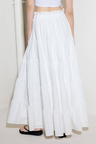 SLOW DOWN IN WHITE WOVEN MAXI SKIRT - By Baano