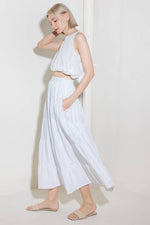 SIMPLY SPELLBOUND WHITE WOVEN FULL MIDI SKIRT - By Baano