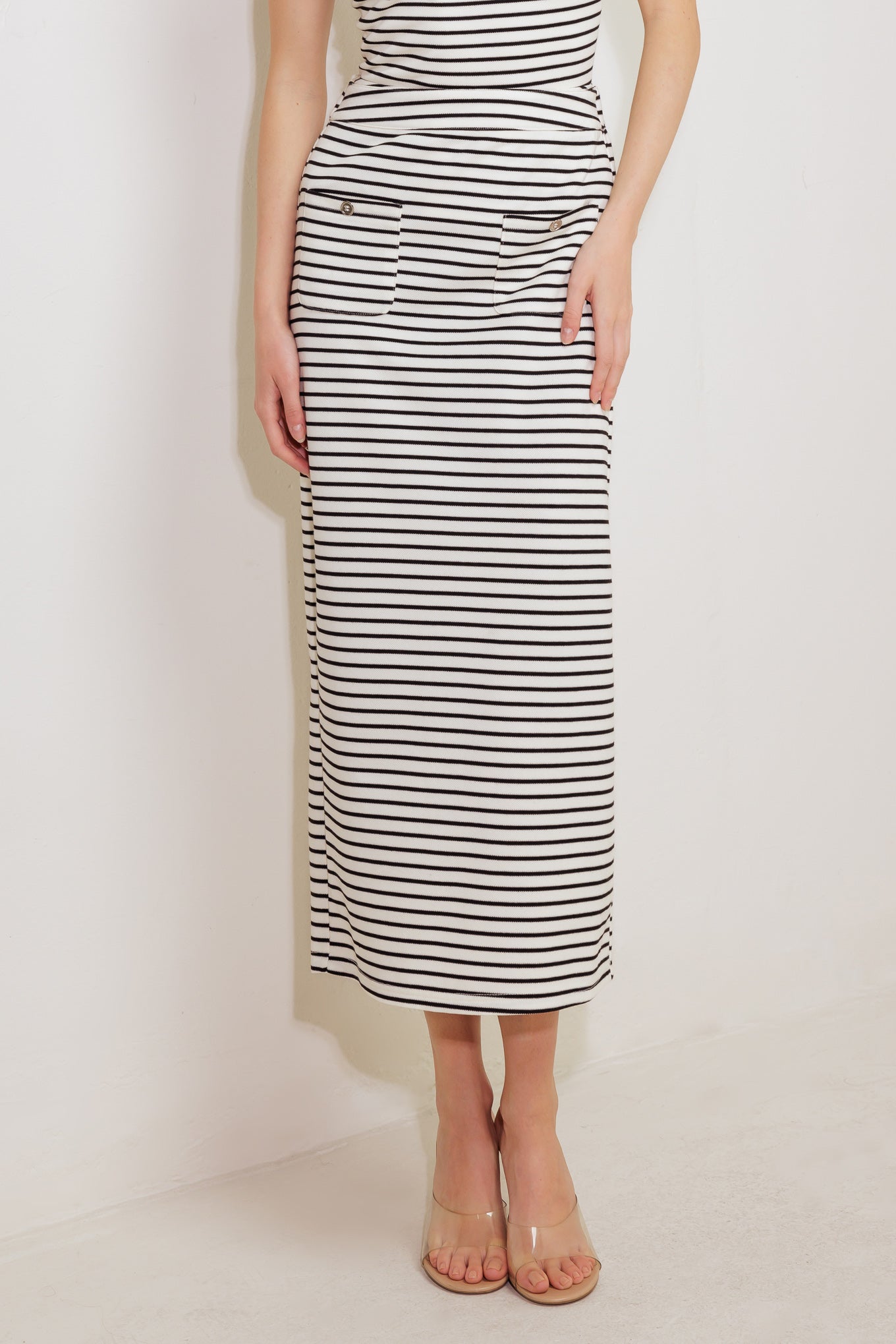 WINDING PATH STRIPED WOVEN SKIRT - By Baano