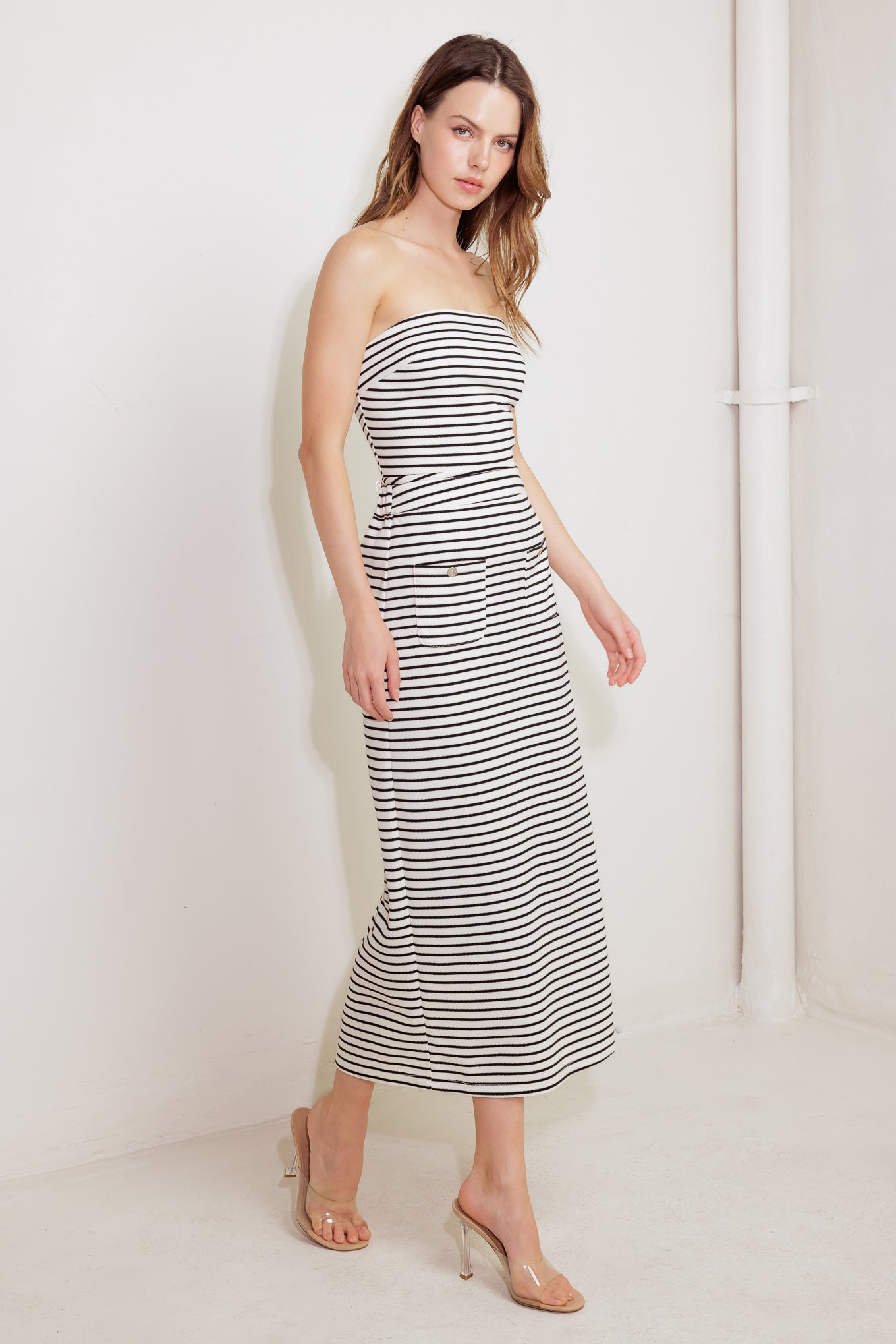 WINDING PATH STRIPED WOVEN SKIRT - By Baano