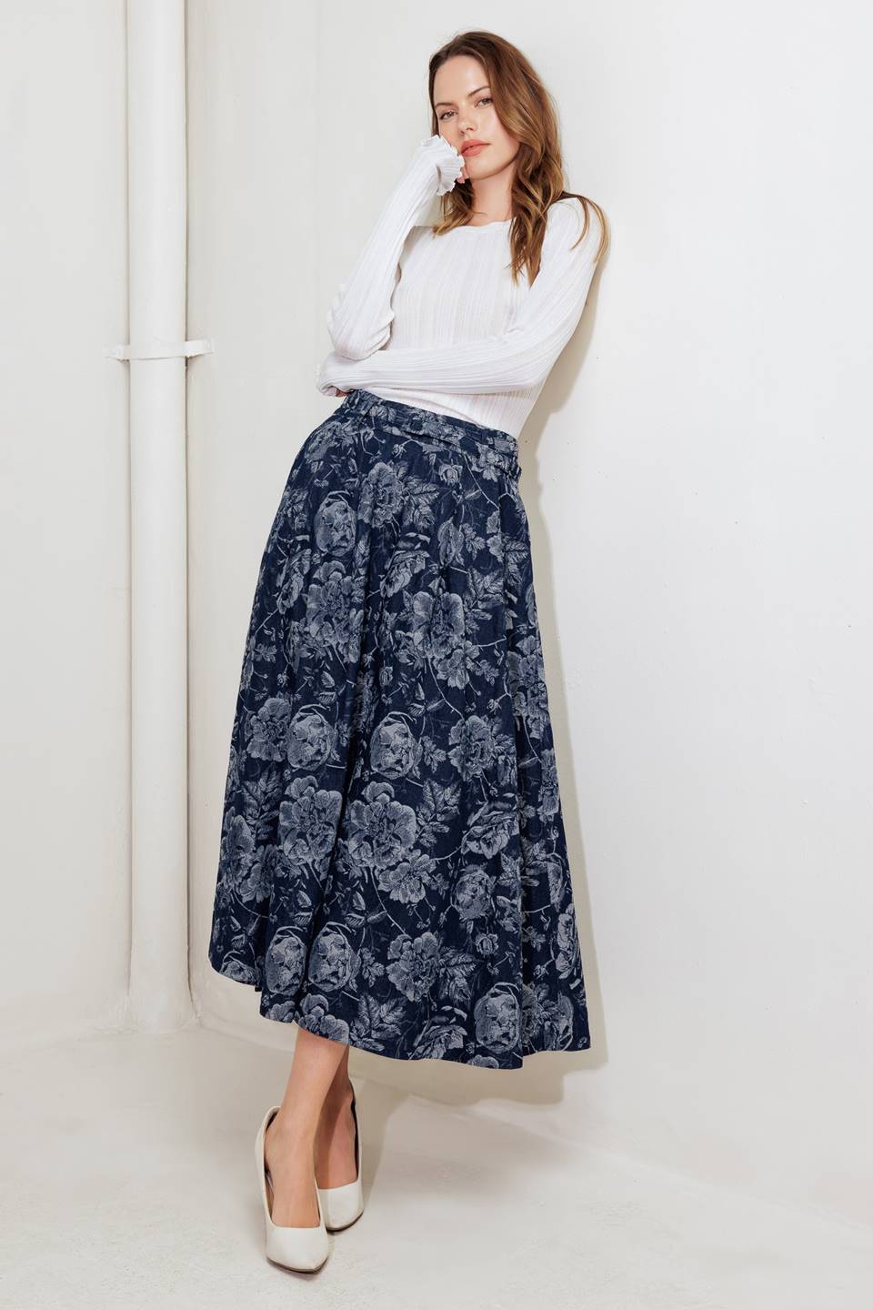URBAN MUSE JACQUARD DENIM SKIRT - By Baano