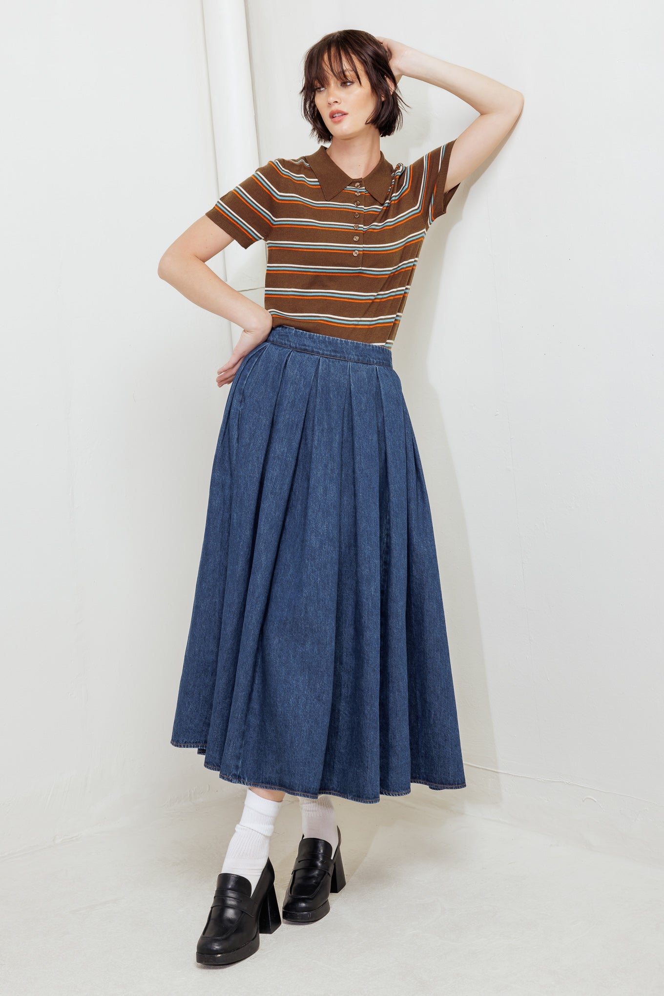 DEAR MOMENT DENIM FULL SKIRT - By Baano