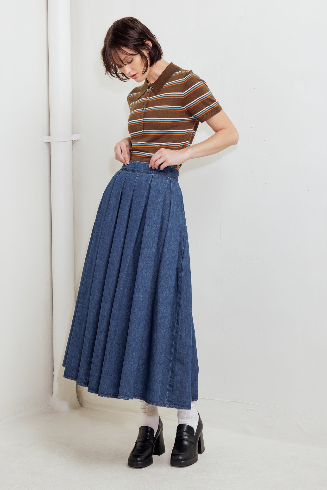 DEAR MOMENT DENIM FULL SKIRT - By Baano