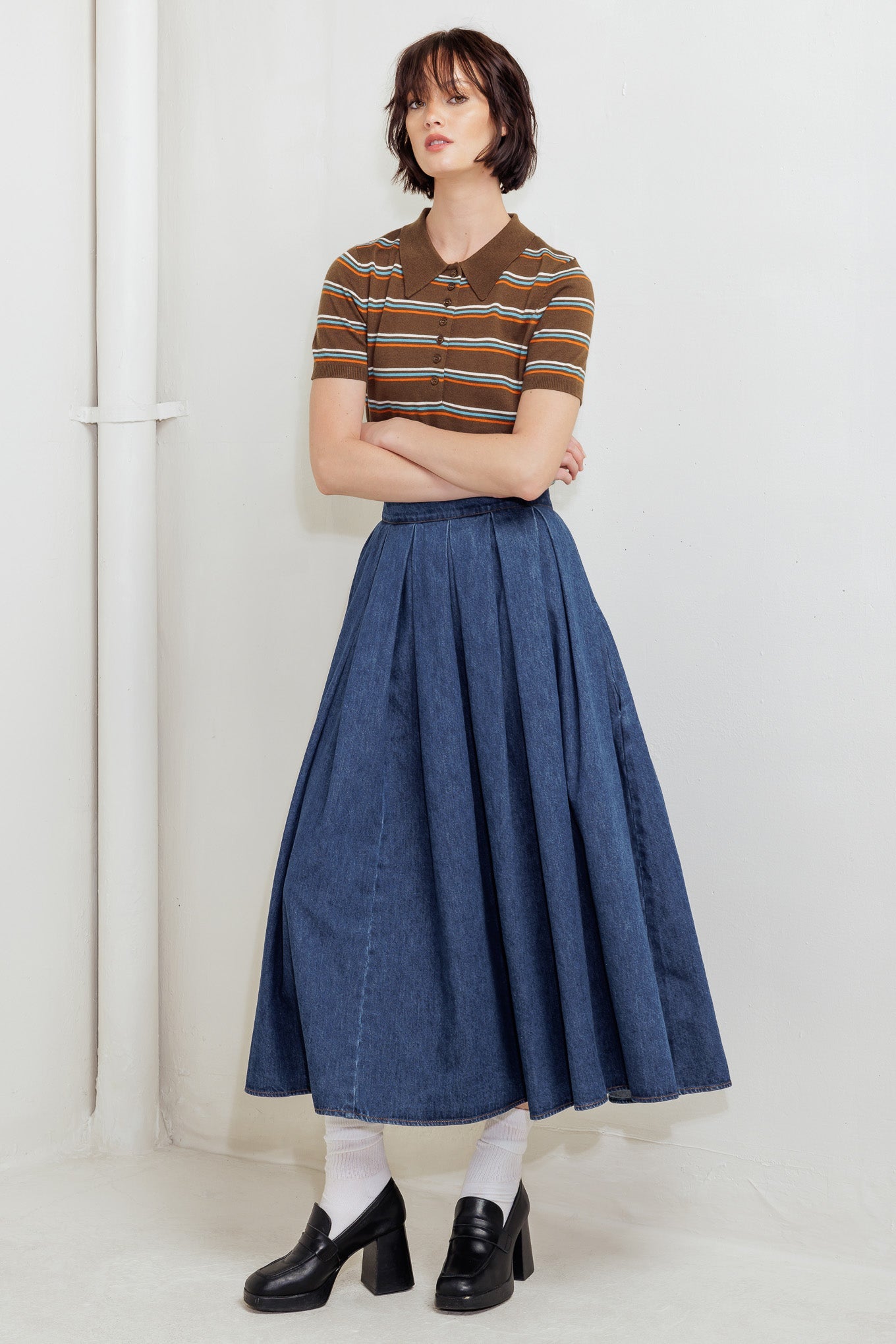 DEAR MOMENT DENIM FULL SKIRT - By Baano