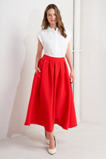 STRAWBERRY POP WOVEN FULL MIDI SKIRT - By Baano