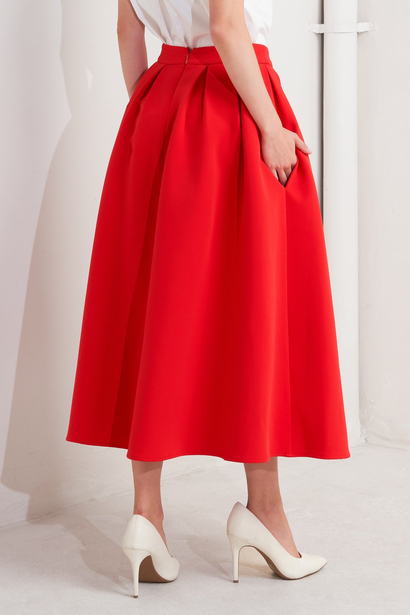 STRAWBERRY POP WOVEN FULL MIDI SKIRT - By Baano