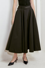 GOLDEN STILL BLACK WOVEN FULL MIDI SKIRT - By Baano