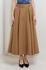 GOLDEN STILL CAMEL WOVEN FULL MIDI SKIRT - By Baano