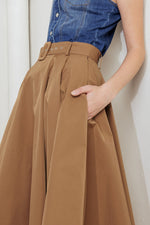 GOLDEN STILL CAMEL WOVEN FULL MIDI SKIRT - By Baano