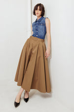 GOLDEN STILL CAMEL WOVEN FULL MIDI SKIRT - By Baano
