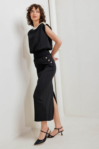 URBAN LUXE COMMAND KNIT MIDI SKIRT - By Baano