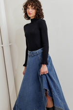 COWBOY CURVE DENIM MIDI SKIRT - By Baano