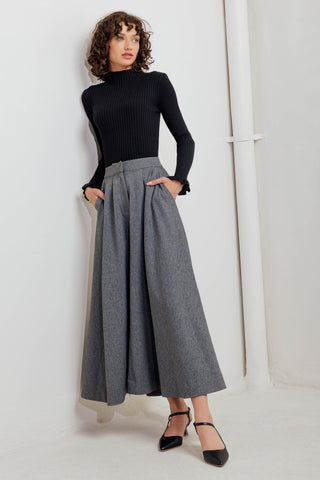 TIMELESS LOOK WOVEN MIDI CIRCLE SKIRT - By Baano