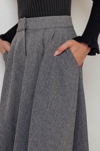 TIMELESS LOOK WOVEN MIDI CIRCLE SKIRT - By Baano