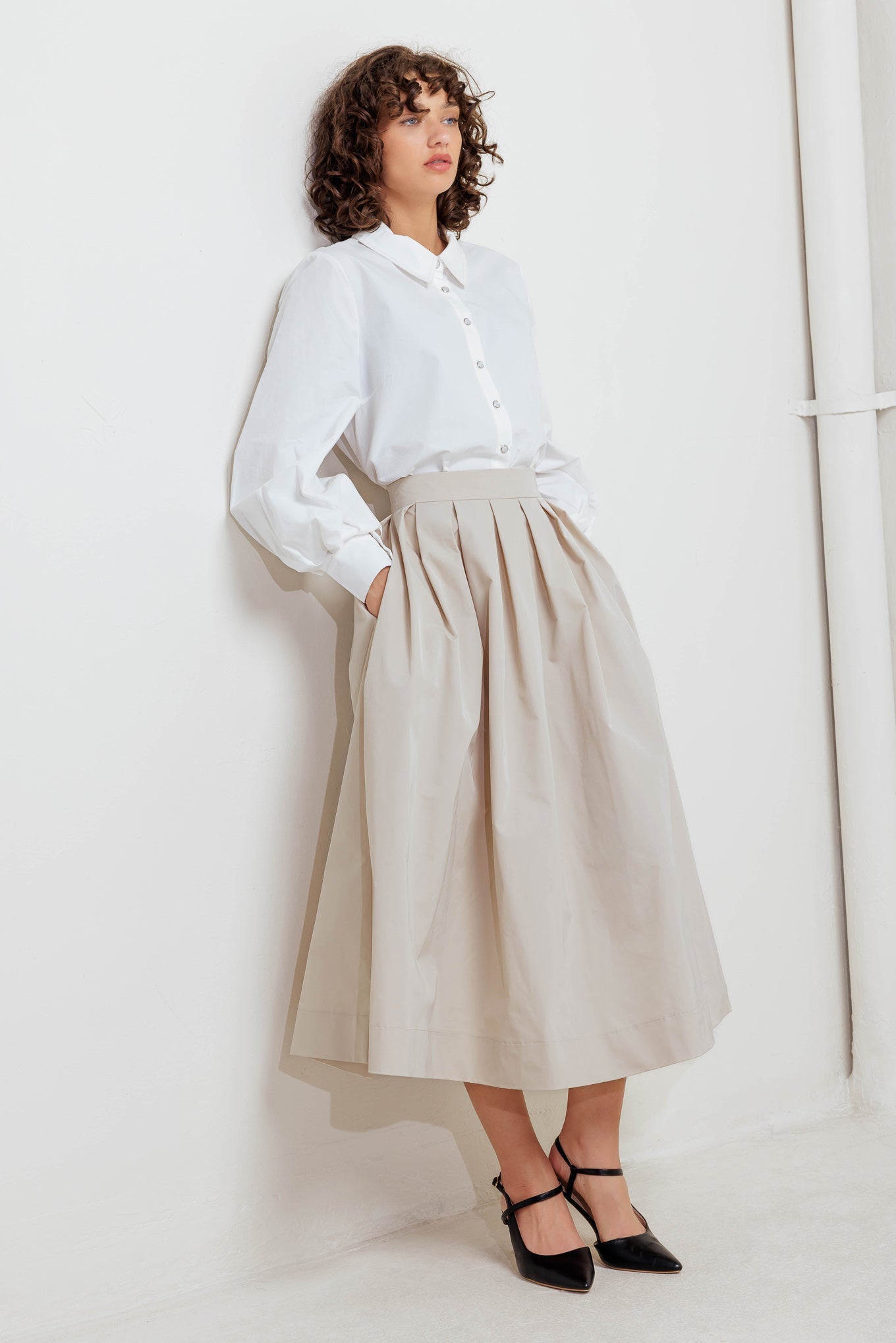 SOFT POEM WOVEN FULL MIDI SKIRT - By Baano