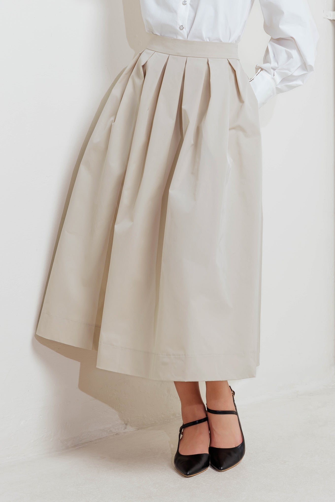 SOFT POEM WOVEN FULL MIDI SKIRT - By Baano