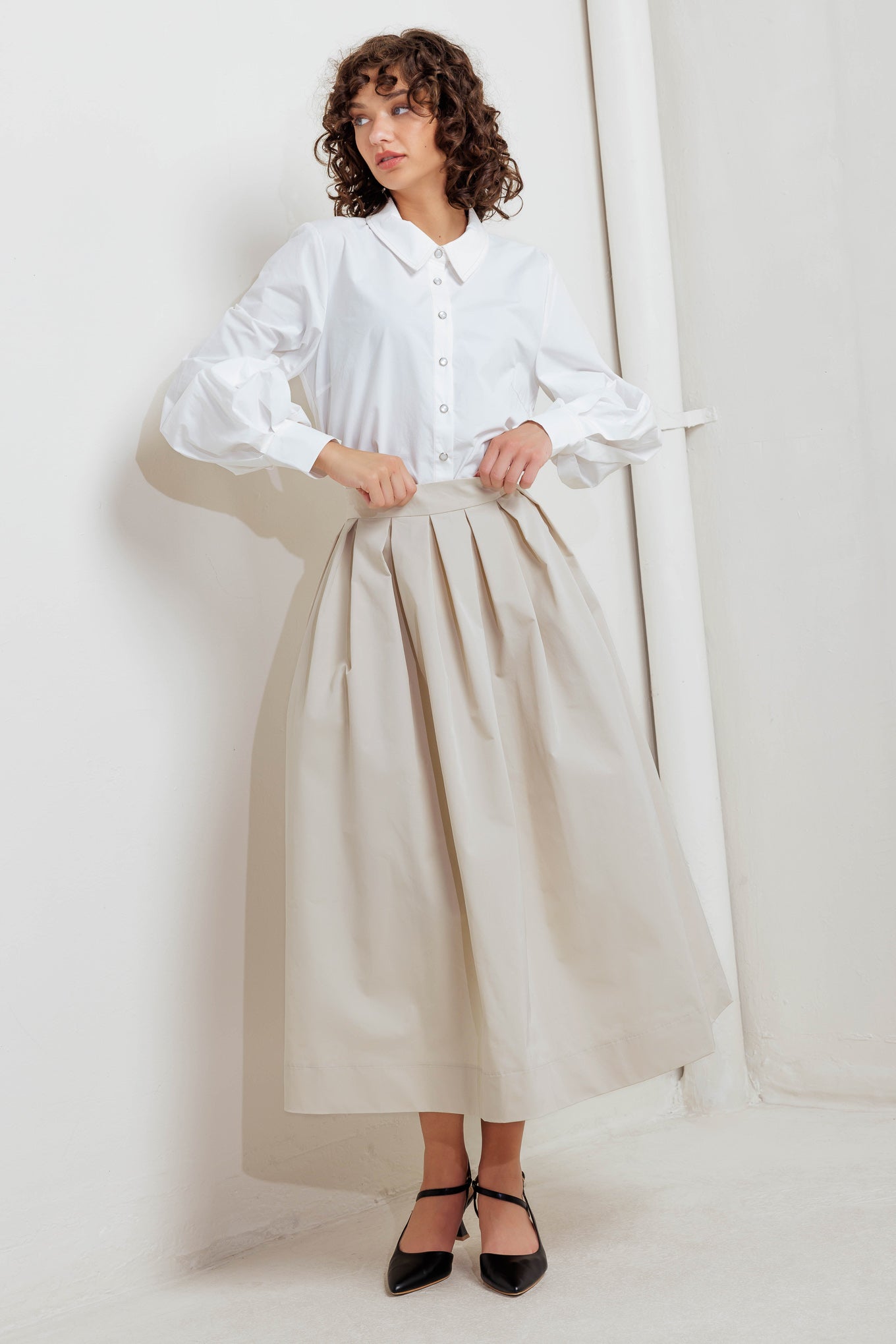 SOFT POEM WOVEN FULL MIDI SKIRT - By Baano