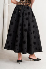 NOIR BLOOMING ROMANCE WOVEN FULL MIDI SKIRT - By Baano