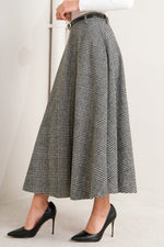 CITY CHECKLINE WOOLEN WOVEN MIDI SKIRT