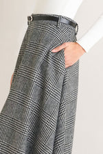 CITY CHECKLINE WOOLEN WOVEN MIDI SKIRT