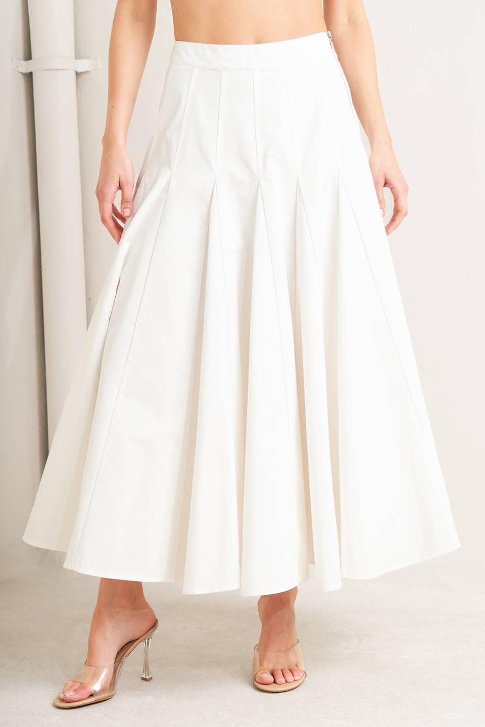 PALE FRAME WHITE WOVEN CIRCLE SKIRT Flying Tomato