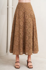 PURELY ROMANTIC WOVEN LACE MIDI SKIRT