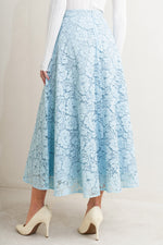 PURELY ROMANTIC WOVEN LACE MIDI SKIRT