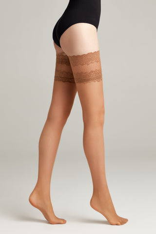 Fantasy Stockings Conte Flame - Silicone Lace Top - By Baano