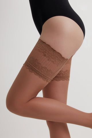 Fantasy Stockings Conte Flame - Silicone Lace Top - By Baano