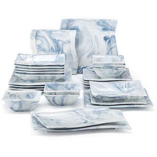 Flora Marble Blue 26 Piece Dinnerware Set
