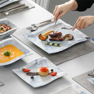 Flora Marble Grey 26 Piece Dinnerware Set