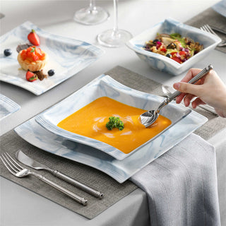Flora Marble Grey 26 Piece Dinnerware Set