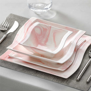 Flora Marble Grey 26 Piece Dinnerware Set