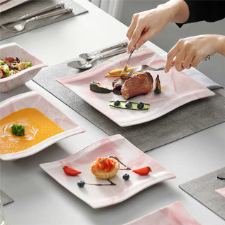 Flora Marble Grey 26 Piece Dinnerware Set