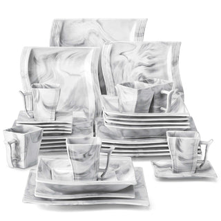 Flora Marble Pink 30 Piece Dinnerware Set
