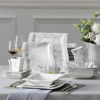 Flora Marble Pink 30 Piece Dinnerware Set