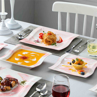 Flora Marble Grey 30 Piece Dinnerware Set