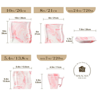 Flora Marble Pink 30 Piece Dinnerware Set