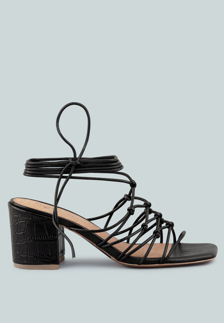 Fonda Croc Patterned Handcrafted Lace Up Sandal