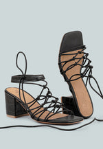 Fonda Croc Patterned Handcrafted Lace Up Sandal