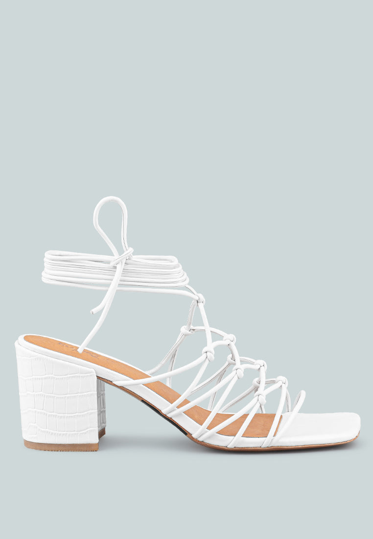 Fonda Croc Patterned Handcrafted Lace Up Sandal