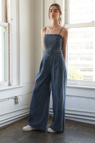 STOLEN GLANCES DENIM JUMPSUIT - By Baano